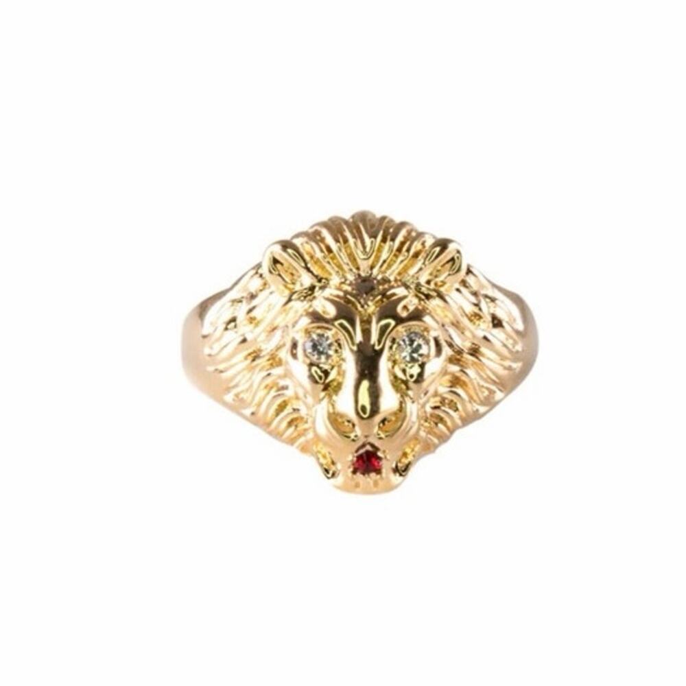 Lowell Hays Elvis Presley Lion Head Ring 18K Gold Plated Size 9